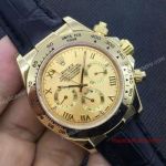 High Quality Replica Rolex Cosmograph Daytona All Gold Roman Black Leather Watch Buy Now